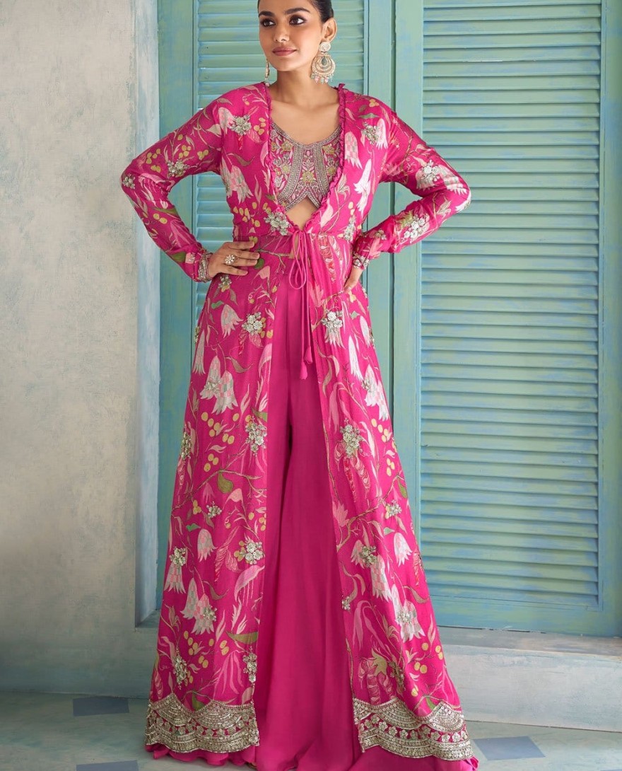 PINK - Pink Floral Print Jacket With Co-Ord Set